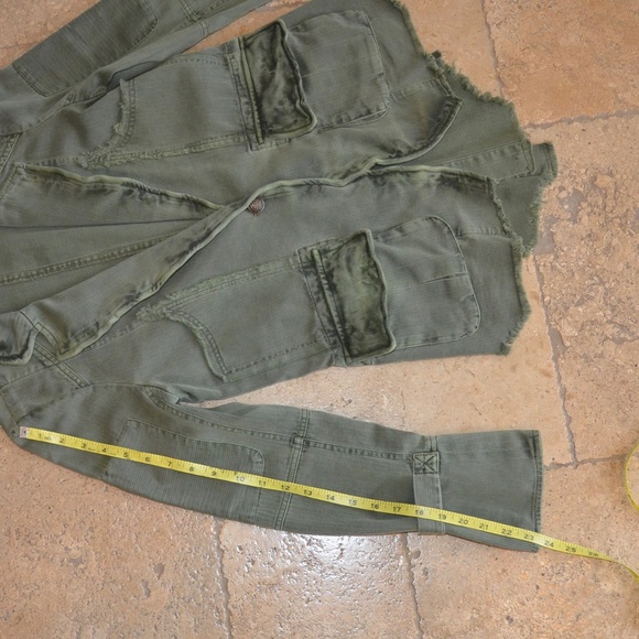 Free People Olive Green One Button Denim Jacket - Picture 9 of 11